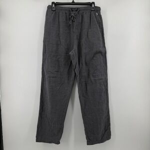 Polo Ralph Lauren Mens Gray Windowpane Plaid Flannel Pajama Pants Medium Cotton